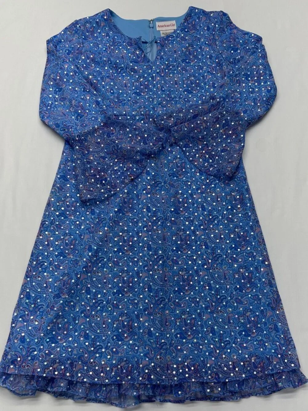 AMERICAN GIRL Girls Blue Paisley Dress 14
